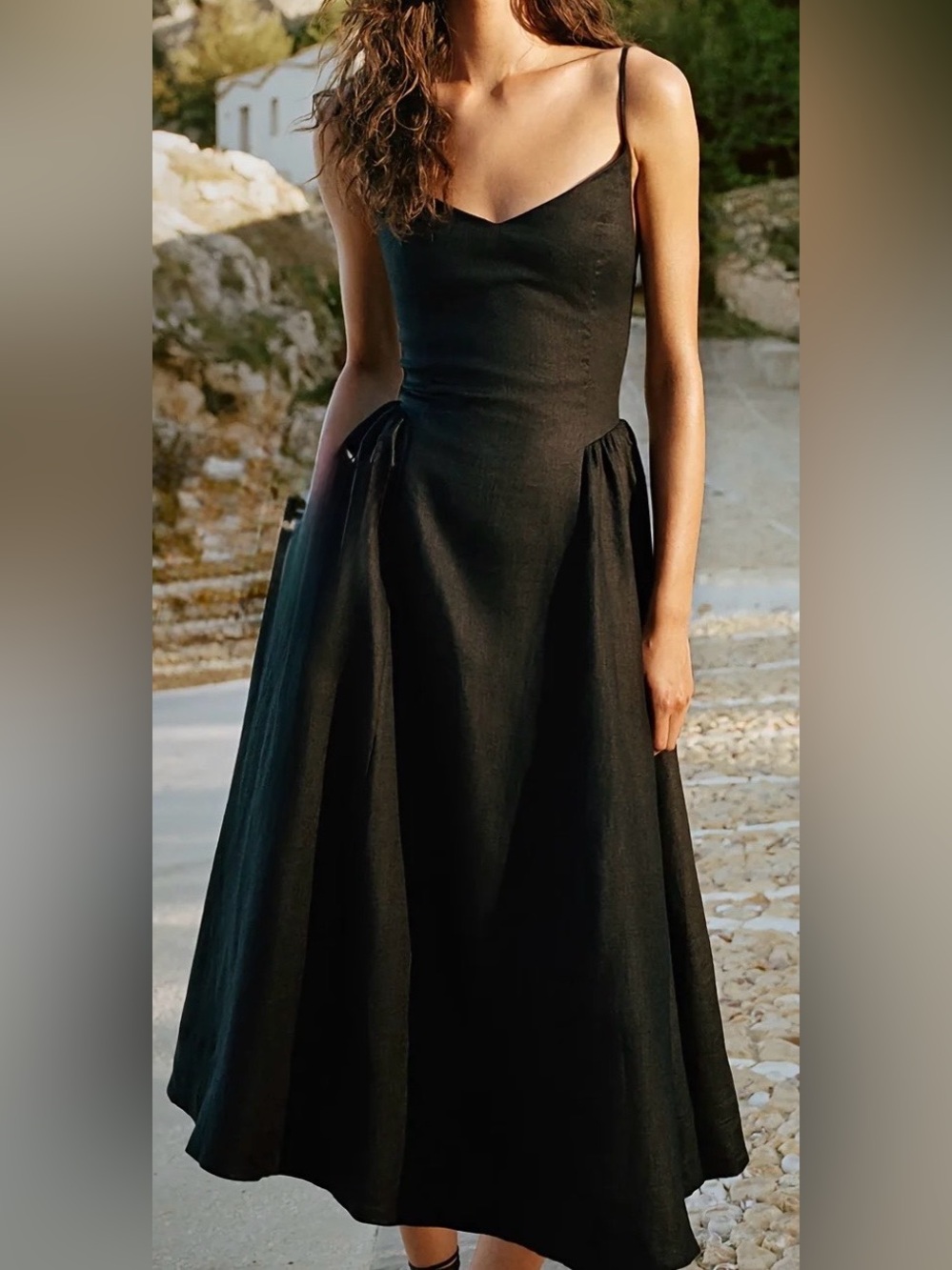 Babaton Black Spaghetti-Strap Maxi Dress